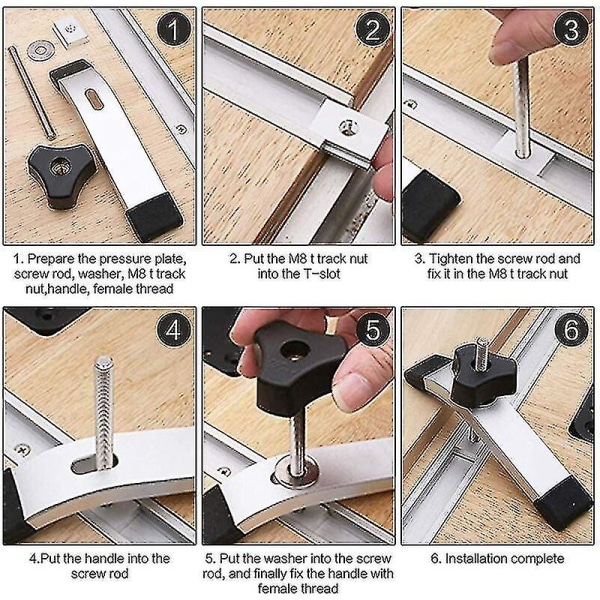 10 stk M8 T-spormutter, Aluminium glidende T-mutter, 30*23*7.8mm, M8 T-spor sklie, For trebearbeiding verktøy spor feste, versailles