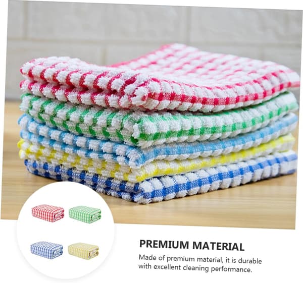 4-pack disktrasor, absorberande kökshanddukar för diskrengöring, förtjockad design, rutmönster