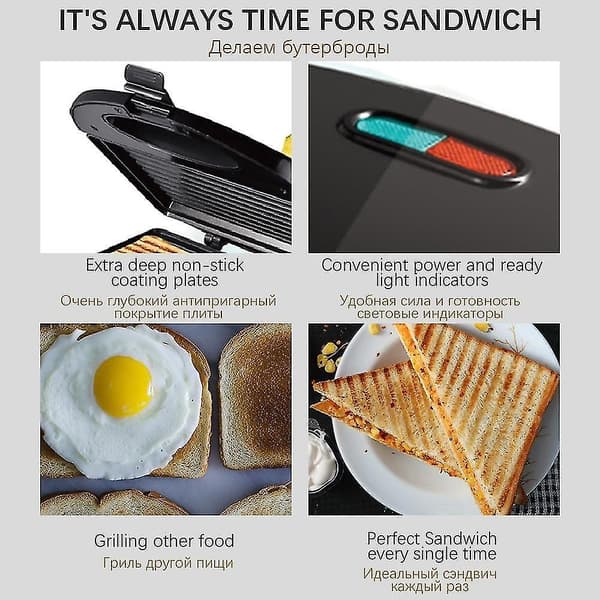 EU 750W Elektrisk Våffeljärn Sandwich Bubble Egg Cake