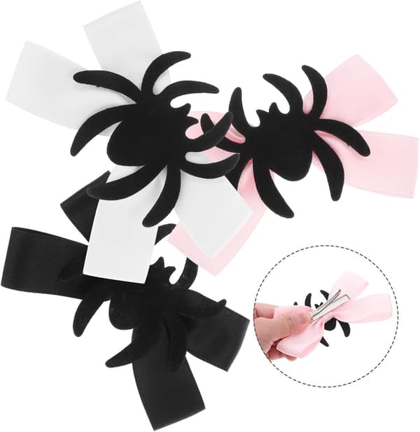 3 stk. Halloween Edderkop Sløjfe Hårklemmer til Kvinder Spooky Søde Side Hårspænder Festlige Hårtilbehør