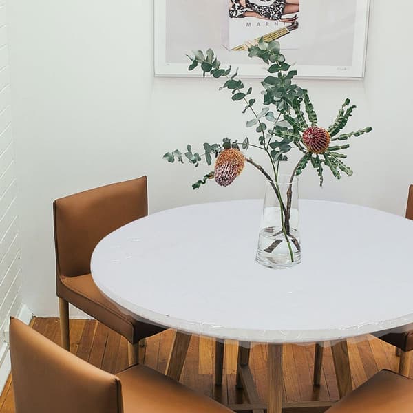 Flanellfodrad rund elastisk bordsduk 48 tum, PVC-passande bordsöverdrag