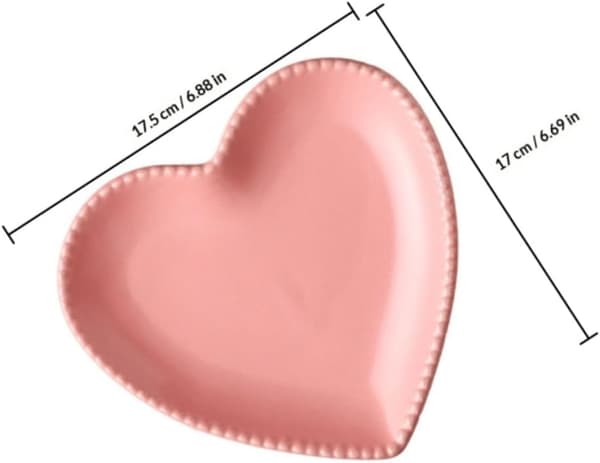 Hjärtformad keramikplatta rosa mikrovågs- och diskmaskinssäker fruktskål