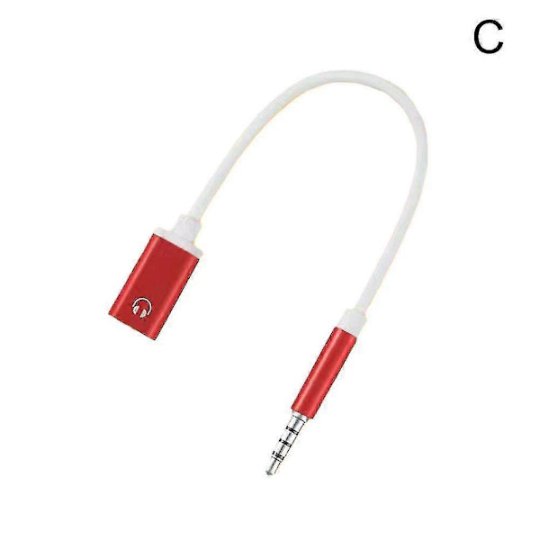 3,5 mm Han till Typ-C Hon Högtalarkonverterare Platt till Rund Analog Lap-Red
