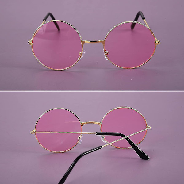 2 Par Hippie Retro Solbriller John 60'er Stil Runde Farvede Briller Fancy