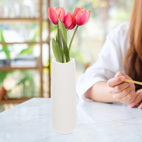 Keramisk blomvas Vit Modern blomsterarrangemangshållare Enkel