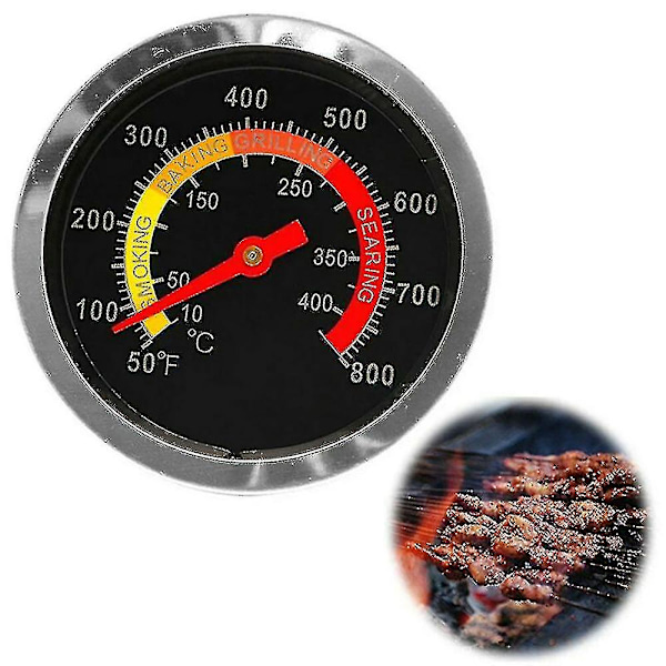 Temperaturmåler i rustfrit stål til grill, ryger og BBQ