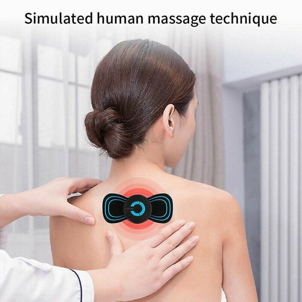Bærbar Ems Mini Elektrisk nakke ryggmassasjeapparat Cervical Massasje Patch Stimulator