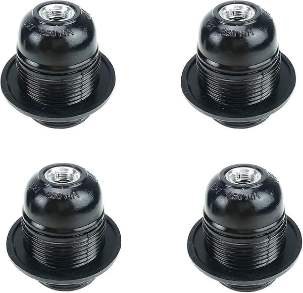 4 stycken E27 lamphållare, plast, solid lamphållare, E27 lamphållare vintage