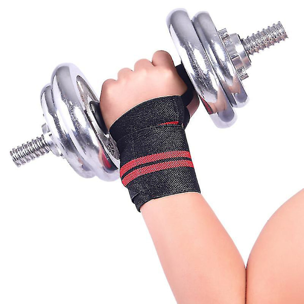 Power Vægtløftning Håndleds Wraps Gym Træningsstropper Håndstøtte (sort rød)(1 stk)