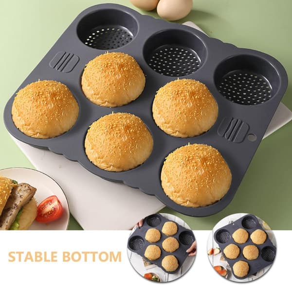 8-hulrum silikone hamburgerform, multi-gitter burgerpande, rund non-stick glat design
