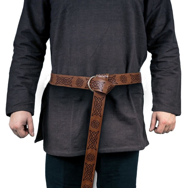 Medeltida Vikingbälte för Män, Renässans Riddarbälte, Präglad PU-Läder Ringbälte, Vikingkläder Tillbehör