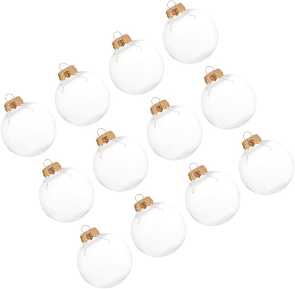 12 stk. fyllbare julekulepynt 6 cm DIY hengende kuler til juletrepynt