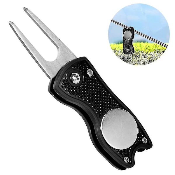 Metallista taitettava golf-divot-työkalu magneetti (musta)