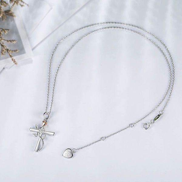 Halsband för kvinnor, hänge i 925 sterling silver, runt kubiskt, tro, hopp, blomma, halsband för kvinnor