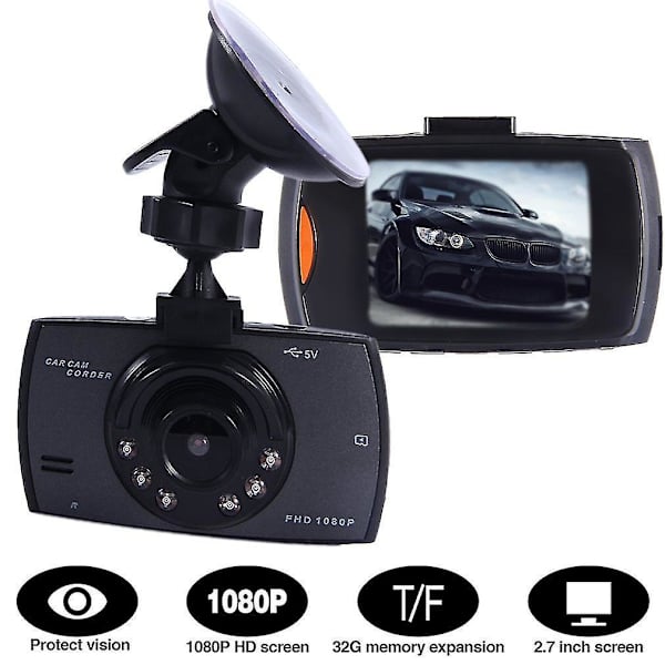 2,4 tommer LCD-skærm HD 1080p bil-dashcam DVR nattesyn