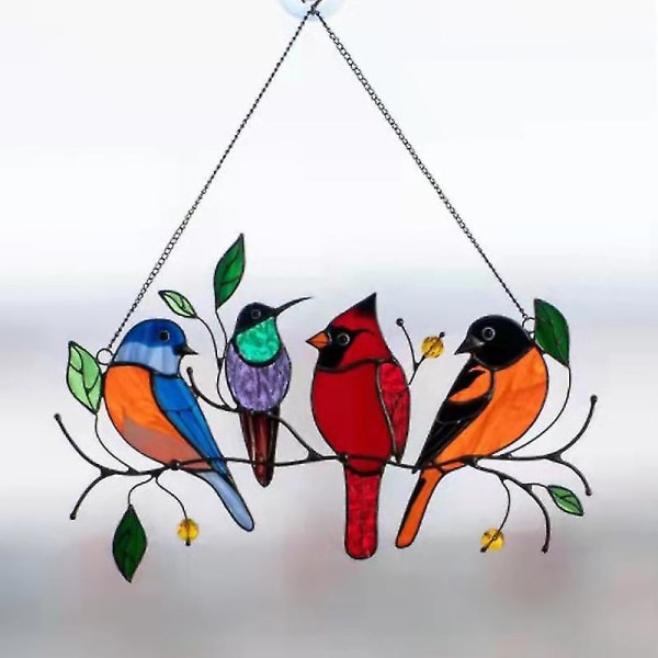 Flerfarget fugl solfanger ornament innendørs utendørs dekor anheng på trådvindu