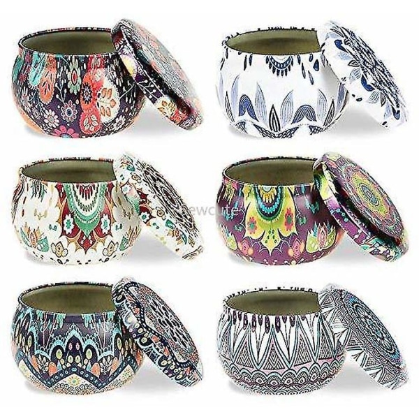 6pcs Candle Tin Jars DIY Holder Storage Case Spices Camping