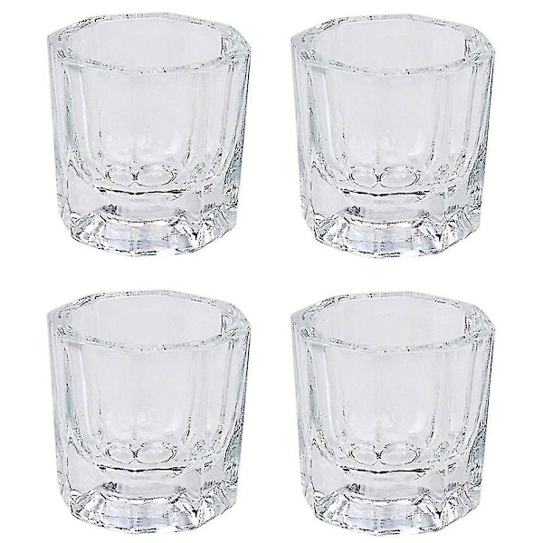 4 st Mini Glaskristallkopp Nagelsmycken Akryl Vätska Pulver Dappen Dish Skål Glasvaror Nagelsmycken Verktyg