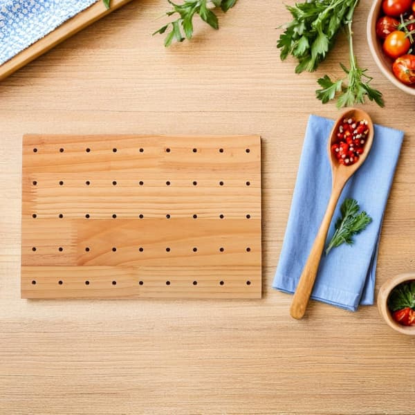 Matutstillingsstativ i tre, solid treplate for fruktspyd og forretter, serveringsstativ for fest