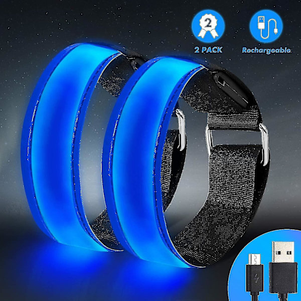 LED-armband Laddningsbart, 2 st Luminous Armband USB Reflekterande Tejp Reflekterande Band