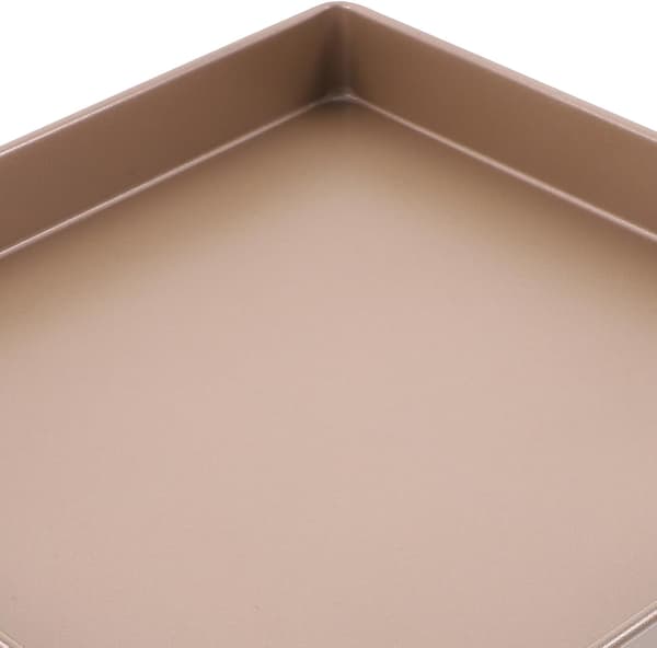 Firkantet bageform i kulstofstål, non-stick bageplade med multifunktionelt design, gylden farve, robust