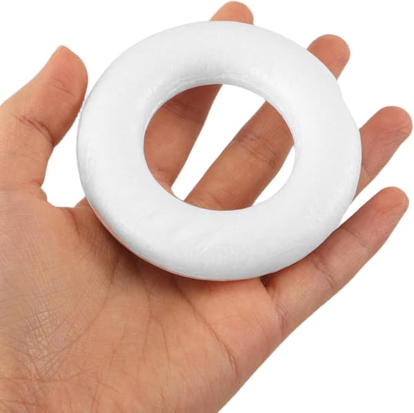 50 stk 8 cm hvite skumringformer for DIY bryllupsdekorasjoner, runde polystyrenkranser