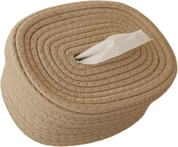 Khaki bomullstau vevboksdeksel med ingen grader og solid design, elegant enkel stil vevholder