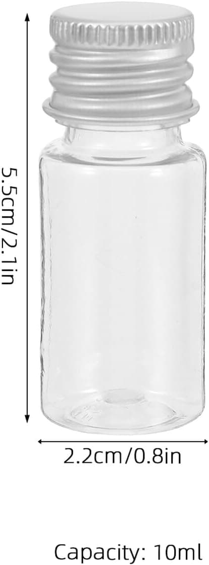 20 st 10 ml plastflaskor med skruvlock i aluminium, läckagesäkra påfyllningsbara provflaskor