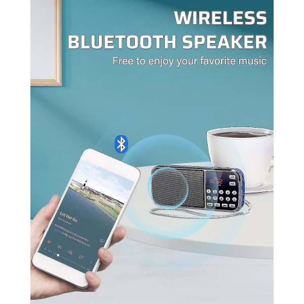 Kannettava Bluetooth-radio LED-taskulamppu, latautuva akku