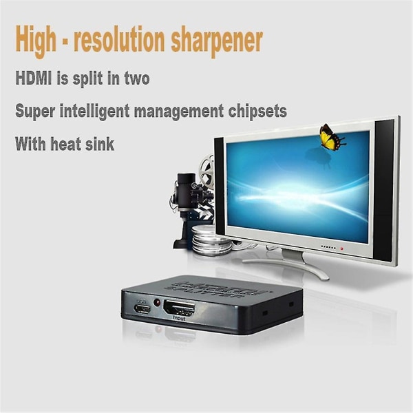 One In Two Out Amplifier HD HDMI Splitter 3D Support