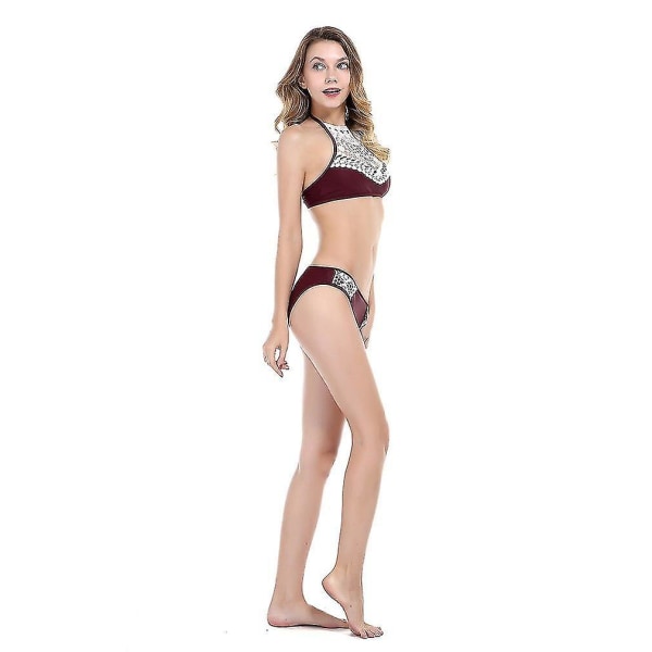 Högmidjad Vintage Fringe Bikini Badkläder Polka Dots