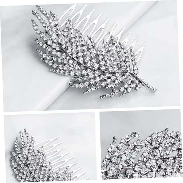Stilig legering Rhinestone blad hårkam brudehodeplagg for selvsikre jenter og kvinner