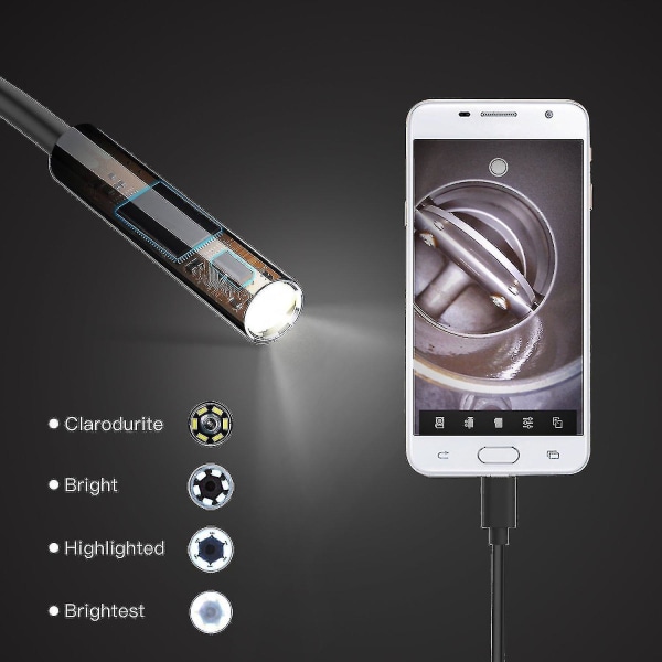 Type C Borescope USB tarkastuskamera HD, 6 säädettävä LED-valo -16,4ft-yuhao