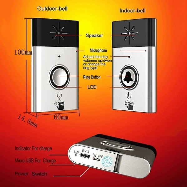 CST-h611 Trådlös dörrklocka Röst Intercom utomhussändare