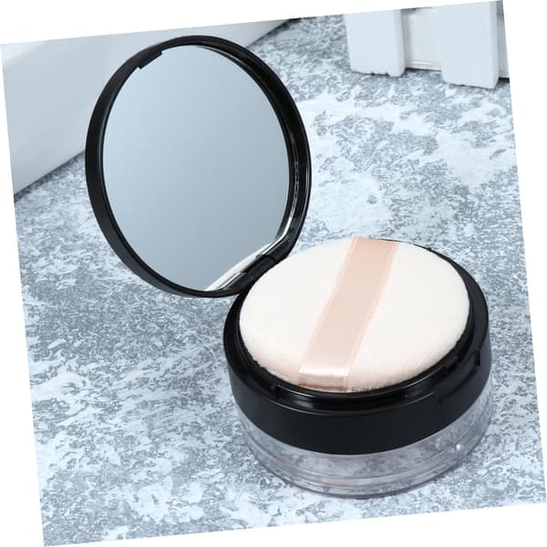 Bærbar tom pudderdåse med spejl og elastisk net sigte makeup pudderbeholder