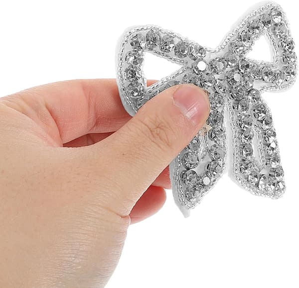 3st Rosett Strass Tyg Patch Sy Applikation för Jeans Jackor Mössor Klänning Väska