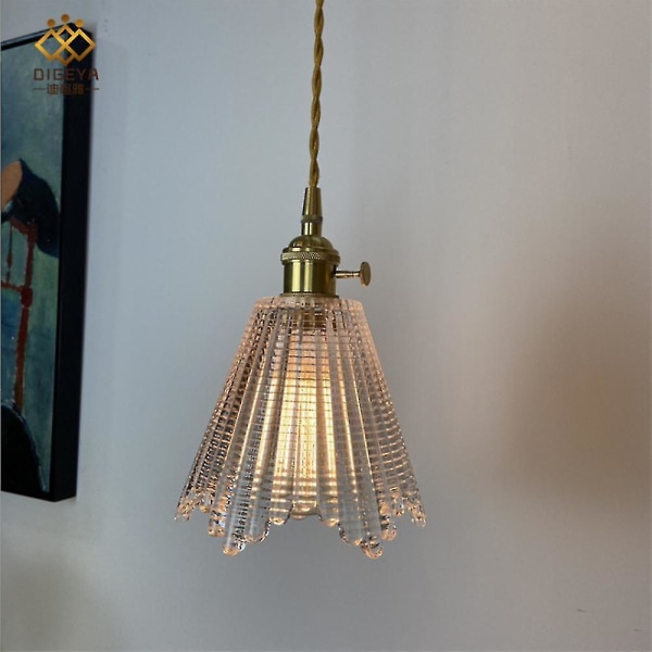 Retro Messing Glas Lysekrone Japansk Stil Sengelampe