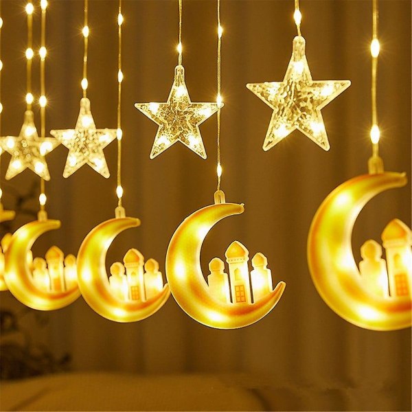 Star Moon LED Curtain String Light Ramadan Decorations