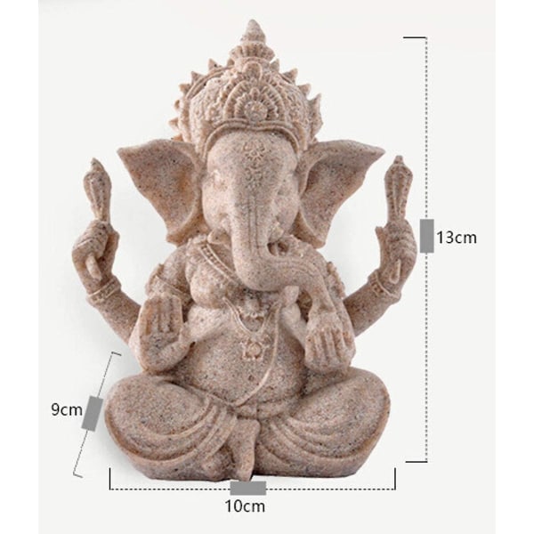 Sandsten Elefant Statue Ganesha Buddha Skulptur Statue Hindu Buddhistisk Hjem Decor