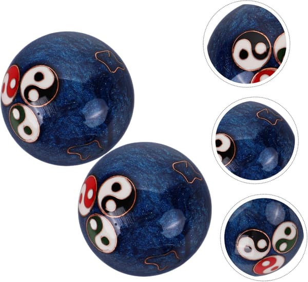 42 mm färgade Yin Yang Baoding handträningsbollar 2 st set lågtemperatur emaljmassage