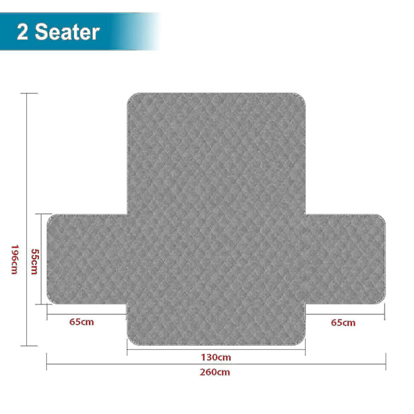 Soffaöverdrag för husdjur, quiltad, tvättbar, halkfri, soffskydd 2 Seater (130x196cm)
