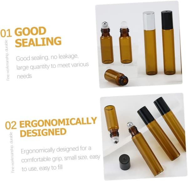 20 st 3 ml eteriska oljerullflaskor Glasrullflaskor Svarta plastlock