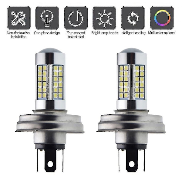 2 kpl Moottoripyörän P45t R2 66smd Led-ajovalot Korkea/matala säde Skootterille Mopedille Valkoinen 6000k 6v 12v Moottoripyörän Etuvalolamppu 10-30V