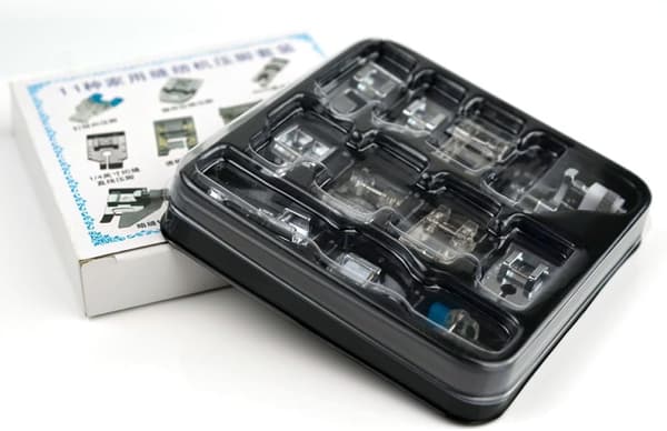 11 st hushållssymaskin pressarfötter kit diverse sömnadsverktyg