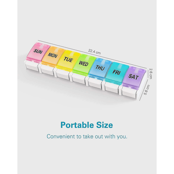7 Dages Pilleboks Organizer - Pop-Up Ugentlig Tabletboks med 7 Store Rum