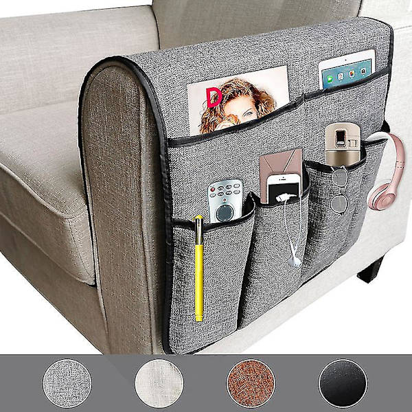 Sofa Armrest Organizer med 6 Lommer Fjernkontrollholder På Sofa Stol Arm Oppbevaringspung For Magasin