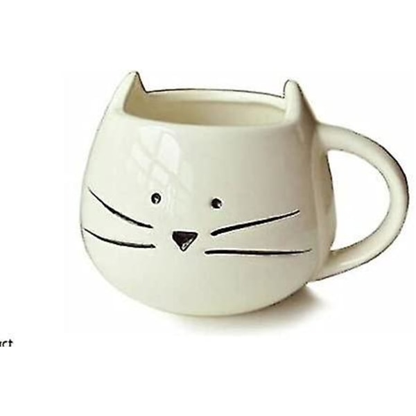 Søt kattunge keramisk krus Par kopp porselenskrus for kaffe/te/espresso/melk/vann (hvit)