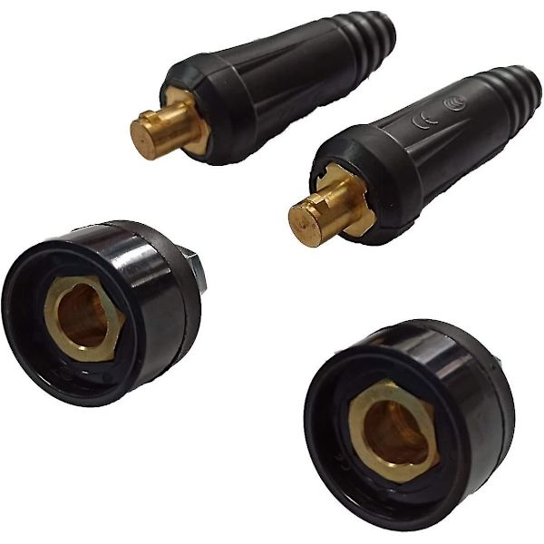 Hannkontakt for antenne, rask kobling 35-50mm Dkj35-50 200a for sveisekabel (2 stk) + hunnkontakt for base, rask kobling 35-50mm Dkj35-50 200a (2 stk)
