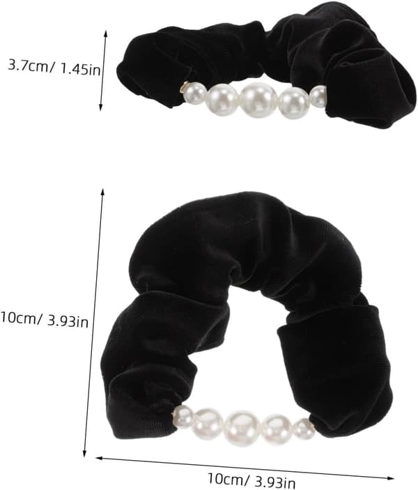 2 stk. fløjl perle hårbånd scrunchy til kvinder piger elastiske hårelastikker bløde søde scrunchies til hestehaleholder