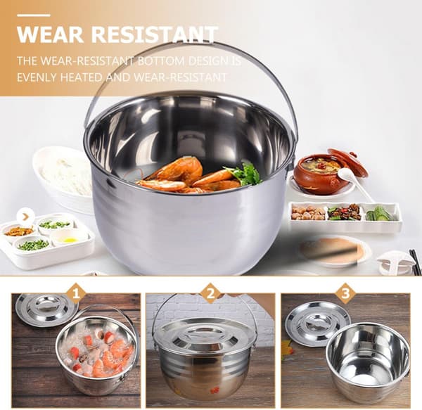 Campinggryde Tyk Campinggryde 2400ml Rustfrit Stål Non-Stick Køkkengrej